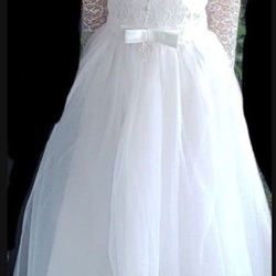 Girls White Dress With Petticoat And Veil