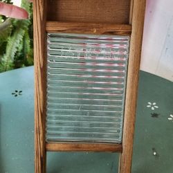 Small Vintage Wooden Washboard W/ Glass
