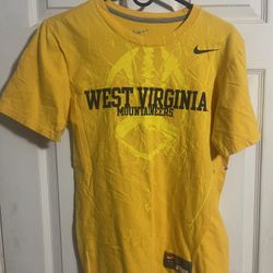 West Virginia Nike Men Small Tee Football NCAA Yellow Mountaineers Cotton Blend