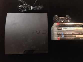 Sony Playstation 3 PS3 Slim Charcoal Black 160GB CECH 3001A+1 Controller+6 Games (Post Nintendo era)