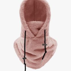 Sherpa Hood Ski Mask-Winter Fleece Balaclava Face Mask for Men & Women (PINK)