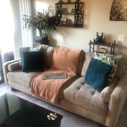 93 Inch Beige Modern Couch *pillows Included! 