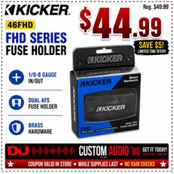 Kicker FHD Dual AFS Fuse Holder 1/0-8 Gauge In/Out Brass Hardware 46FHD 🚨 Payment Options Available 🚨 No Credit Needed 🚨