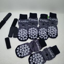Dog Size Medium Double Sided Anti-Slip Socks Booties 4+2 Extra Socks