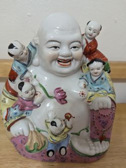 Stamped Laughing Smiling Buddha & 5 Children