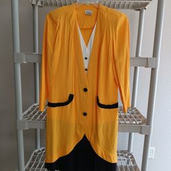 Vintage Ladies Size 14 Dress Yellow & Black Worn Once 