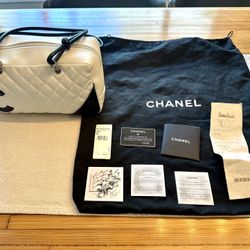 Authentic Chanel 2004 Cambon Ligne Lambskin Bowling Bag- Original Receipts, Cards, & Dustbag