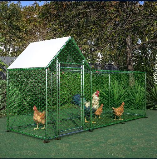 10x3FT Metal Chicken Coop Run Backyard Hen House Poultry Habitat Cage w/Cover