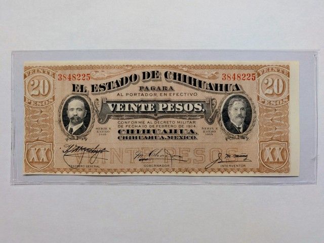 México 1915 20 Pesos Revolución Chihuahua Billete