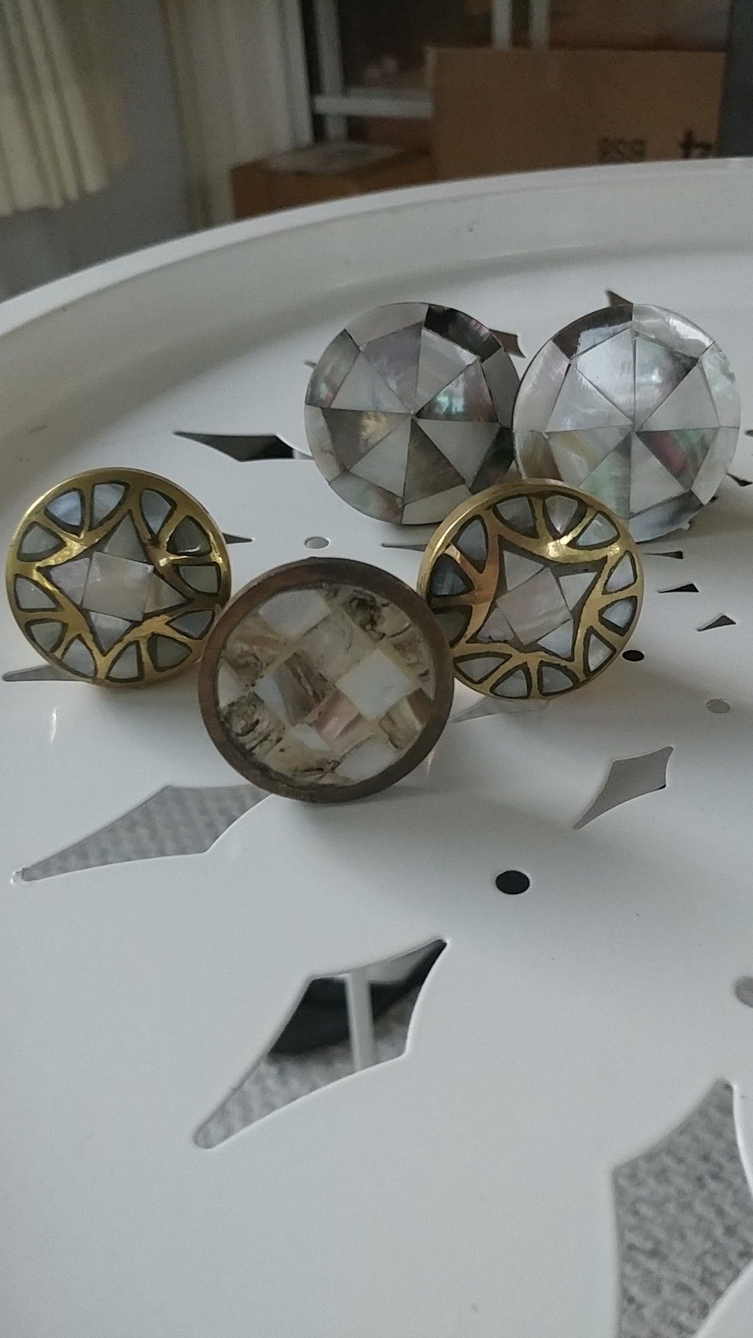 5 Mother of Pearl type Drawer Knobs from World Market