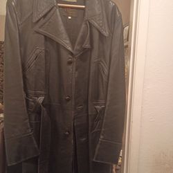 Leather Waist Long Jacket 