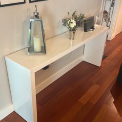 Crate & Barrel Overbed White Console Table