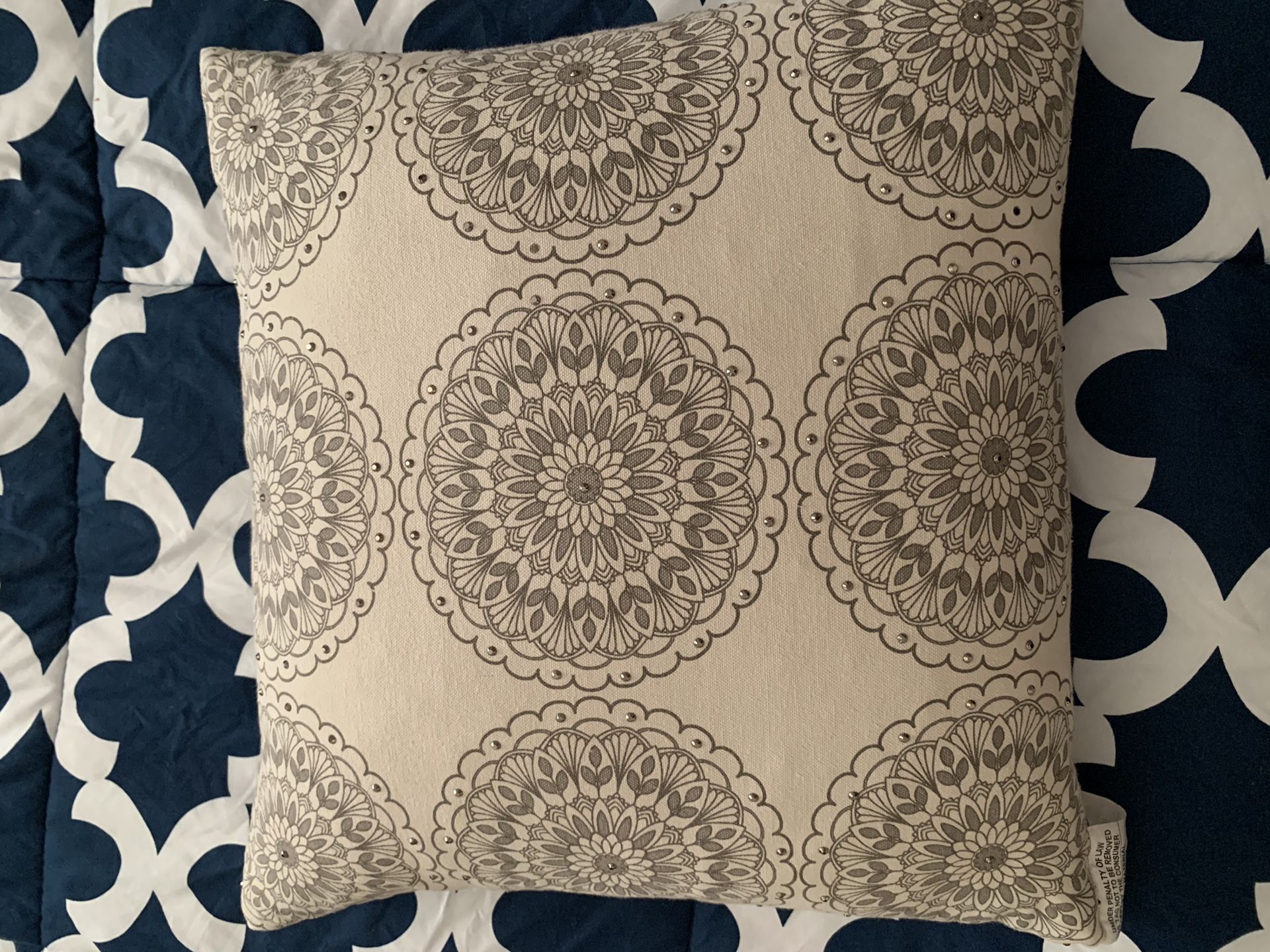 Gray floral decor pillow