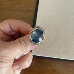 Levian Deep Sea Blue Topaz Gold Ring Size 7