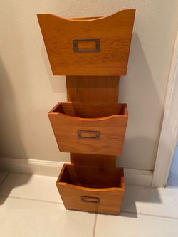 Mid-century Modern 3-tier Wooden Wall Mount Organizer