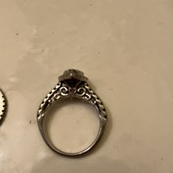 10k Wedding Ring And Band  White Gold With Diamonds .