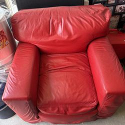 Two Red Leather Couches 