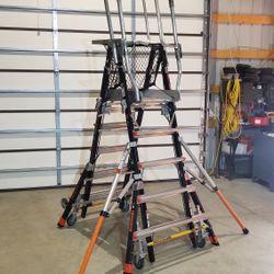 Is little giant 5' to 9' adjustable safety cage platform podium a step ladder