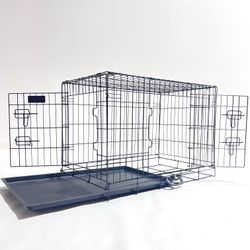 Dog Wire Cage 30 inches Reinforced Dog Crate Collapsible Pet Cage with Double Doors Leak Proof Plastic Tray Outdoor Indoor Portable for Pets Cats and 