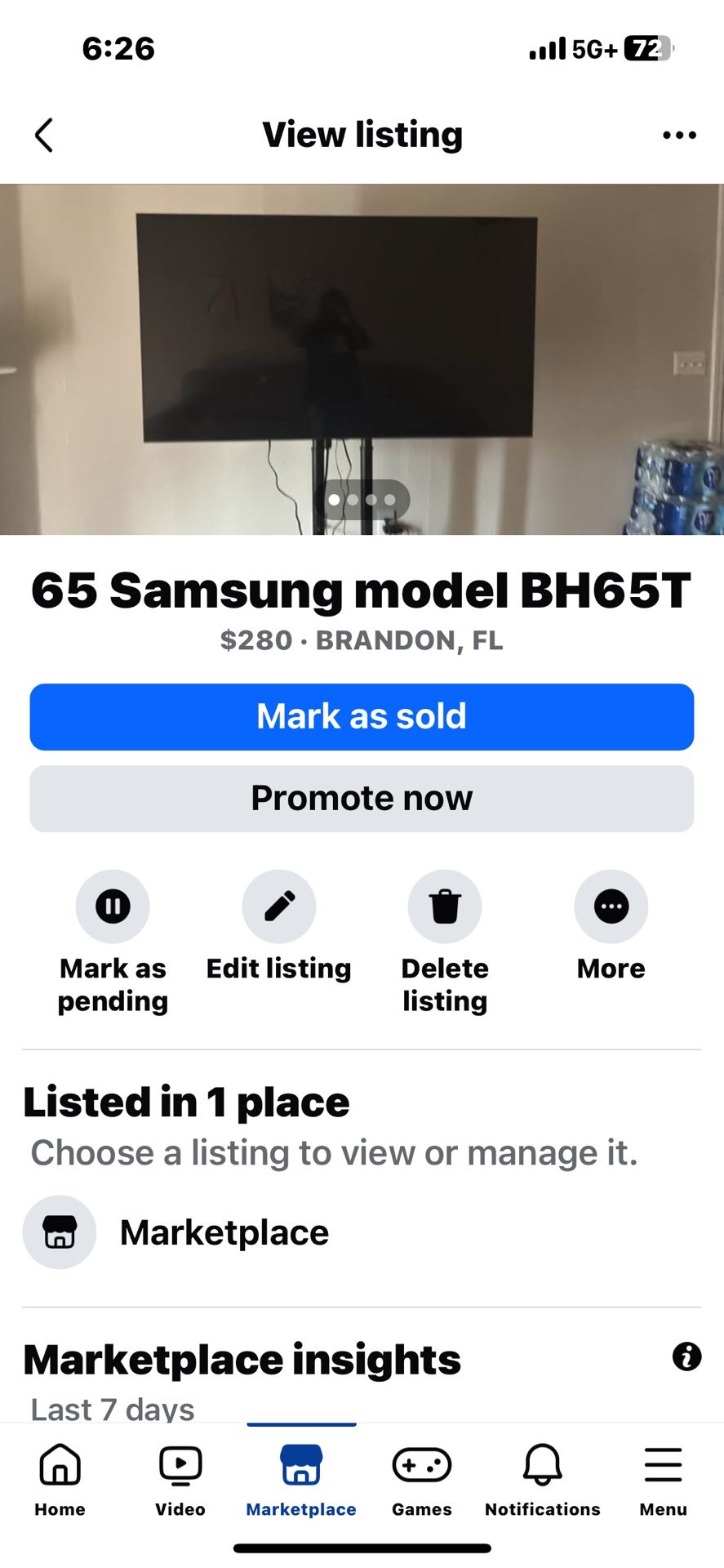 65 Samsung Tv W Stand 