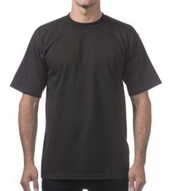 Mens Black (6) Pack Pro 5 Cotton Heavyweight Plain Comfort Short Sleeve T-Shirt