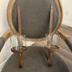 Two Bronze Sconce Wall Mount Candle Holders