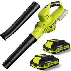 Leaf Blower Cordless - 21V Powerful Electric Leaf Blower with 2 Batteries and Charger