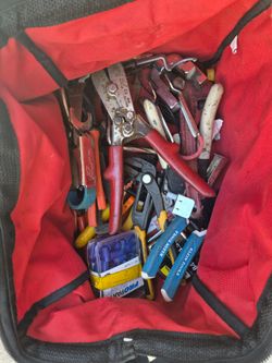 Miscellaneous tools with Milwaukee tool bag