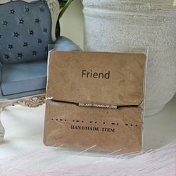 Friend Morse Code Letter Card adjustable Bracelet anklet silver black approximately adjusts from 6.3 inches to 11" 