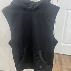Men’s Black Vest With Hood Size Large