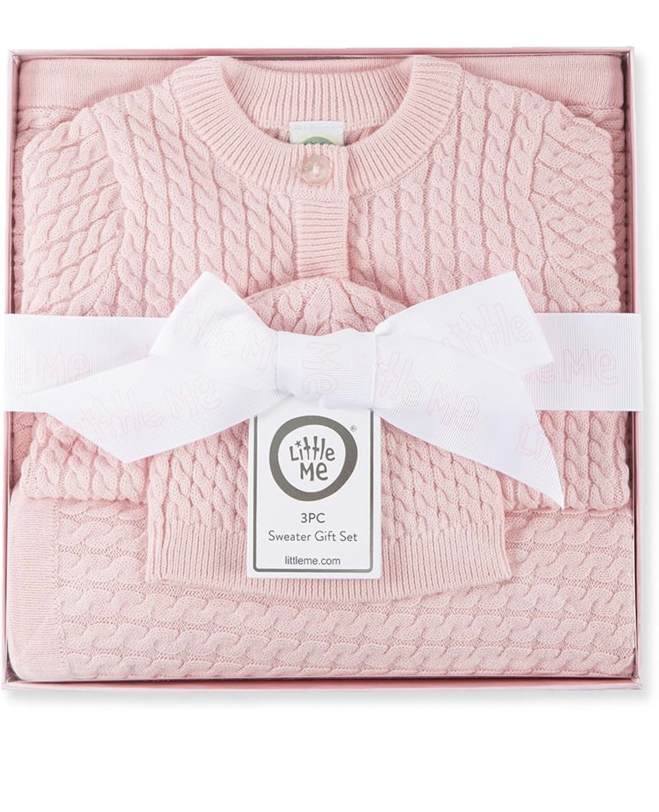 Little Me Clothes for Baby Sweater Gift Set Matching Sweater and Blanket, Baby Essentials, Baby Shower Gifts, 3  Months  Color: Icy Pink  Size: 3 Mont