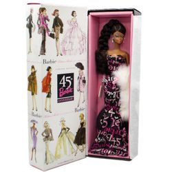 45th Anniversary Barbie Doll African American (2004) Black Black Pink