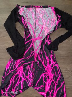 Black and Pink Lightning Print Dance Costume