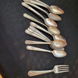 Antique Baby Spoons And 1 Fork