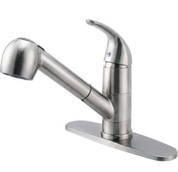 Kitchen Faucet with Pull Out Sprayer, Brushed Nickel Stainless Steel Single Handle Small Kitchen Sink Faucet, Single Hole Low Profile Kitchen Faucets 