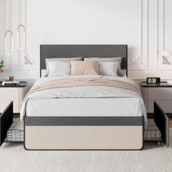 FULL SIZE PLATFORM BEDFRAME Still In The Box Unopened ALL GREY