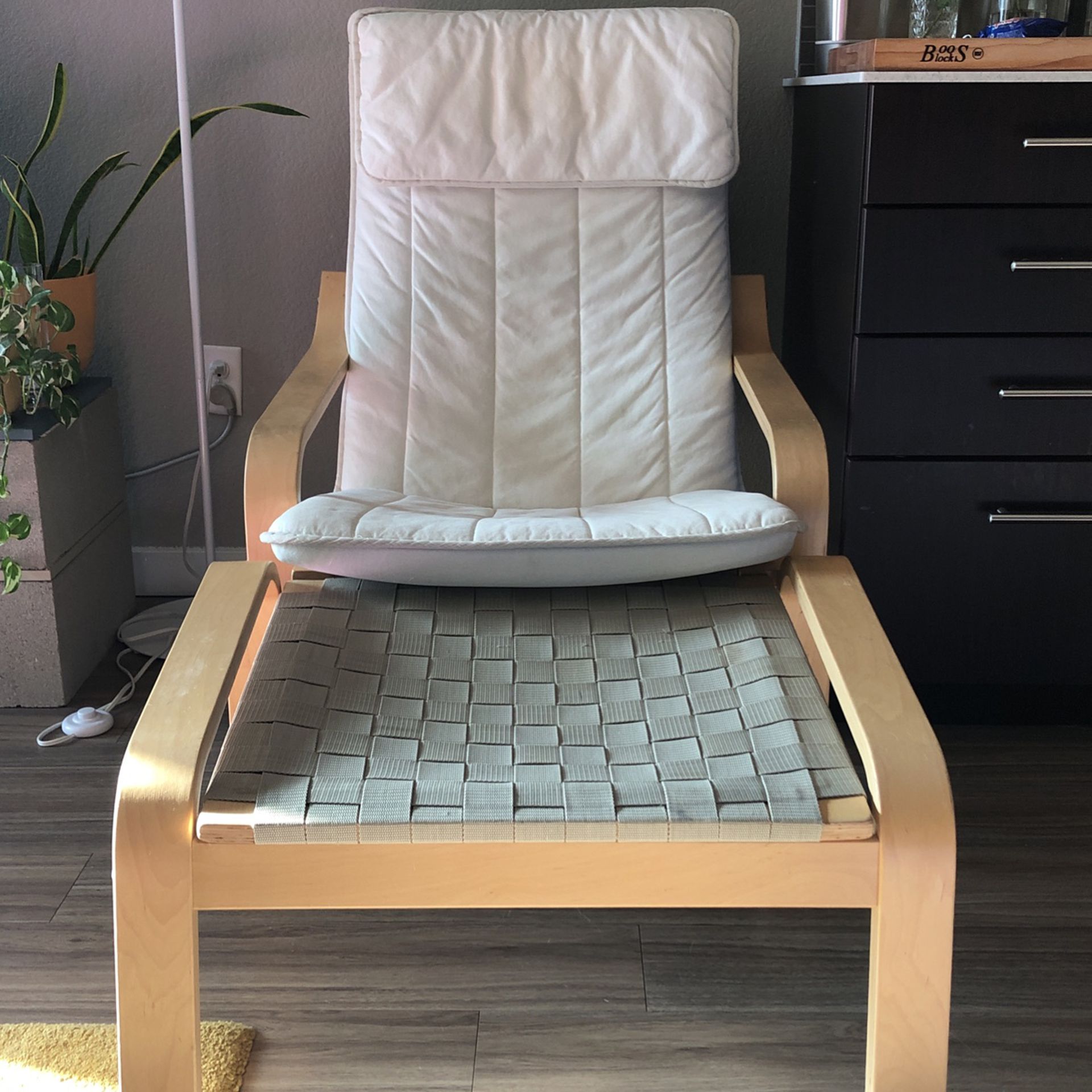 IKEA POANG Chair + Ottoman