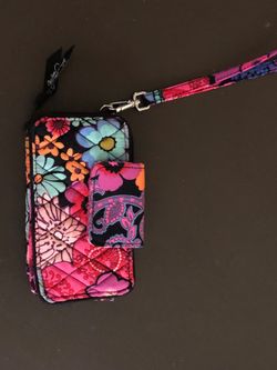 VERA BRADLEY Floral Fiesta Pink and Orange  Quilted Smartphone Wristlet [retired pattern]