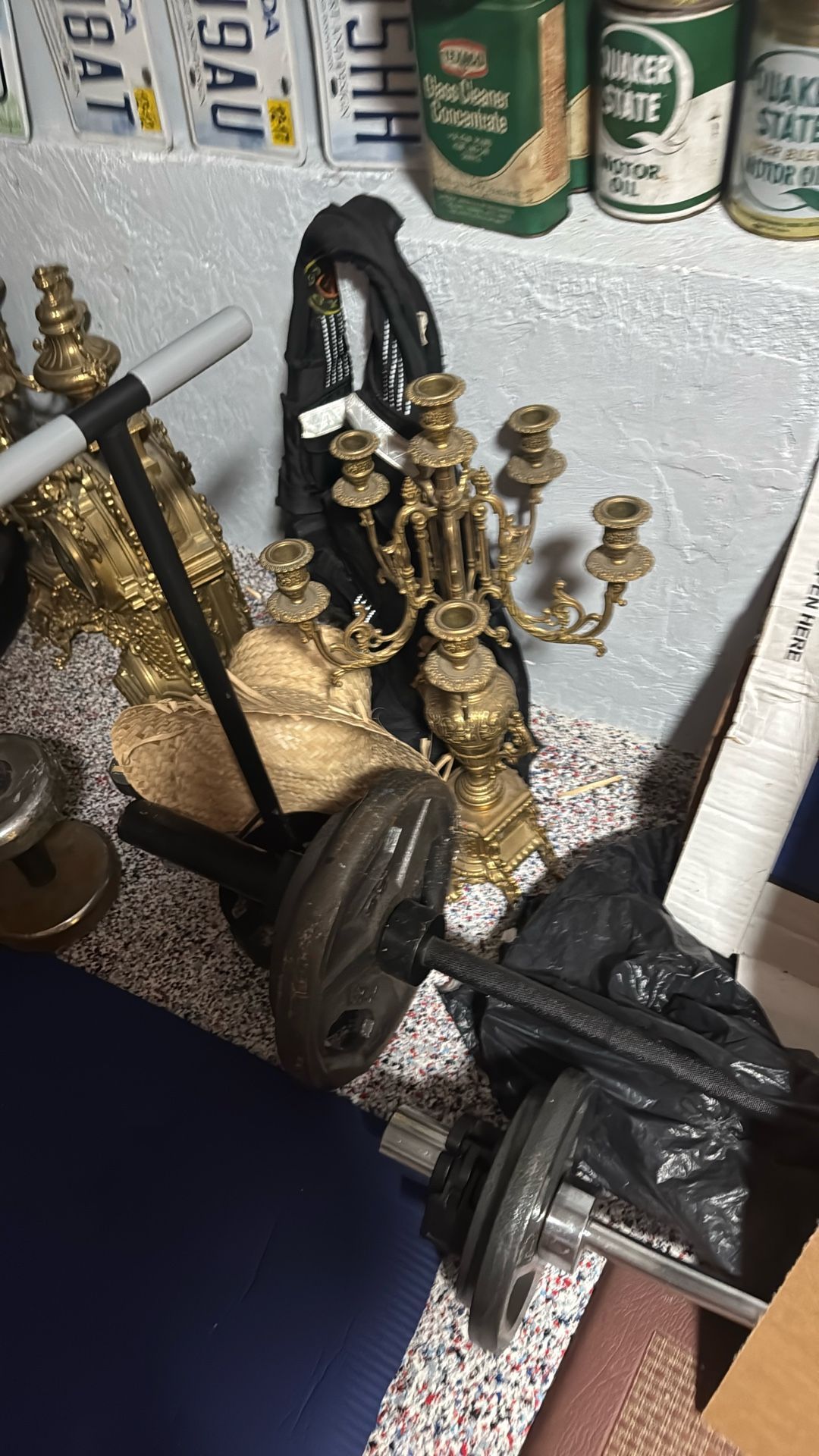 Antique Clock And Candle Holders