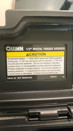 Quinn 1/2 “ Drive 12.5-250ft. lb Torque Wrench