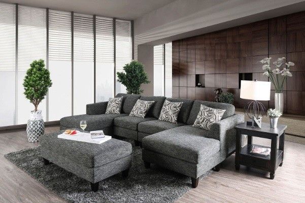 Lowry Sectional And Ottoman Gray