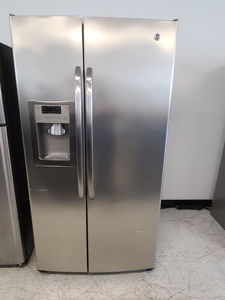 Ge stainless steel side by side refrigerator used good condition with 90 days warranty