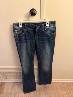 Miss Me Jeans Size 29 Embellished Rhinestone Lace Bootcut Y2K Western