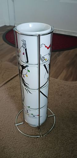 Stacking Mugs Set with Metal Stand