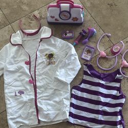 Youth Girls Doc Mcstuffins Halloween Costume With Toys Small 4-6