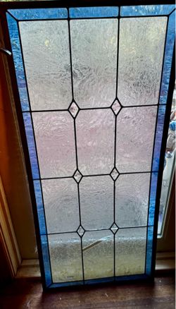 Stain glass panel  blue and clear.