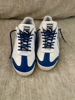 Puma White and Blue Low-Top Sneakers