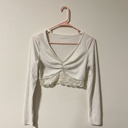 White Long Sleeve Crop Top