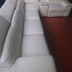 SECTIONAL GENUINE 100% LEATHER RECLINER ELECTRIC WHITE COLOR.. DELIVERY SERVICE AVAILABLE 💥✅🚚