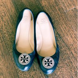 Tory Burch ballet flats with Swarovski crystal emblem